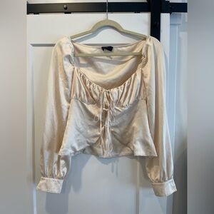 MAJORELLE Cream Satin Blouse